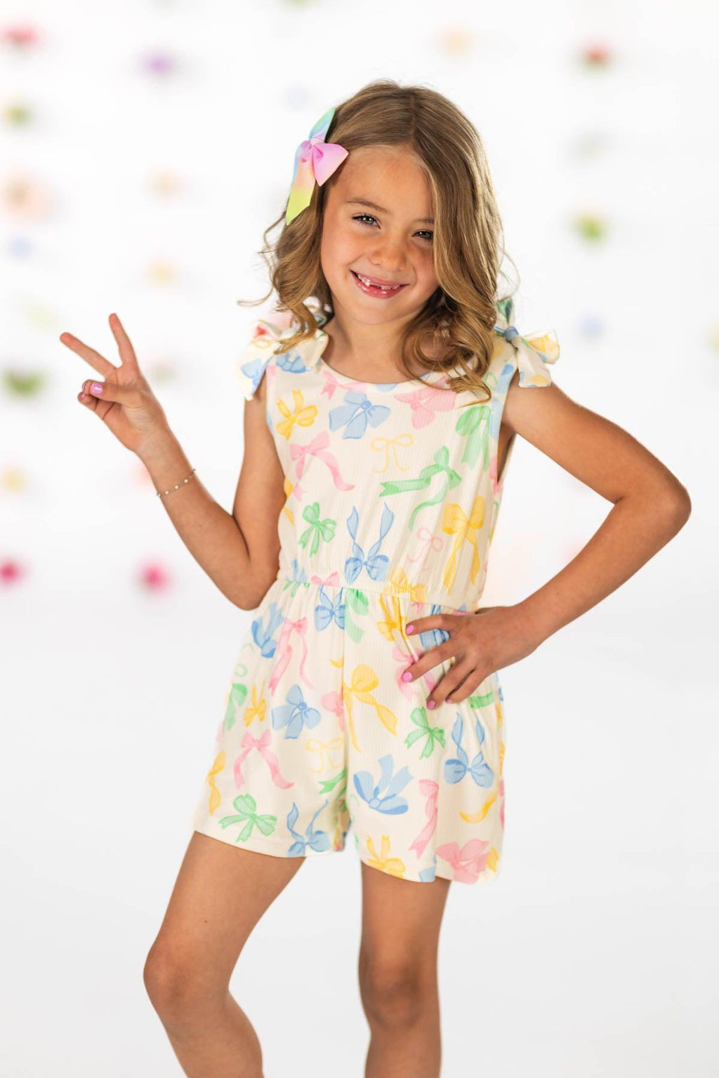 Pastel Bows Romper | Sparkle in Pink