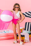 Mom & Me - Pink & White One Piece Swimsuit | Sparkle in Pink
