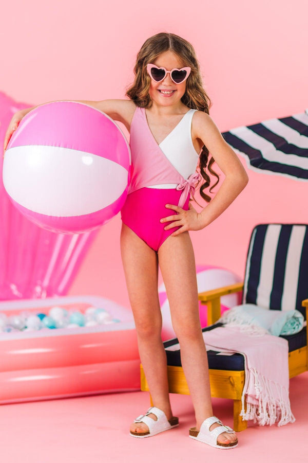Mom & Me - Pink & White One Piece Swimsuit | Sparkle in Pink