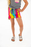 Gray & Rainbow Denim Short Set - Sparkle in Pink