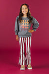 "Fall Vibes" Burgundy Striped Bell Bottom Set | Sparkle in Pink