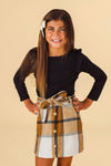Black & Brown Plaid Flannel Skirt Set | Sparkle in Pink