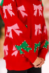 Mom & Me - Pink & Green Pearl Bow Sweater