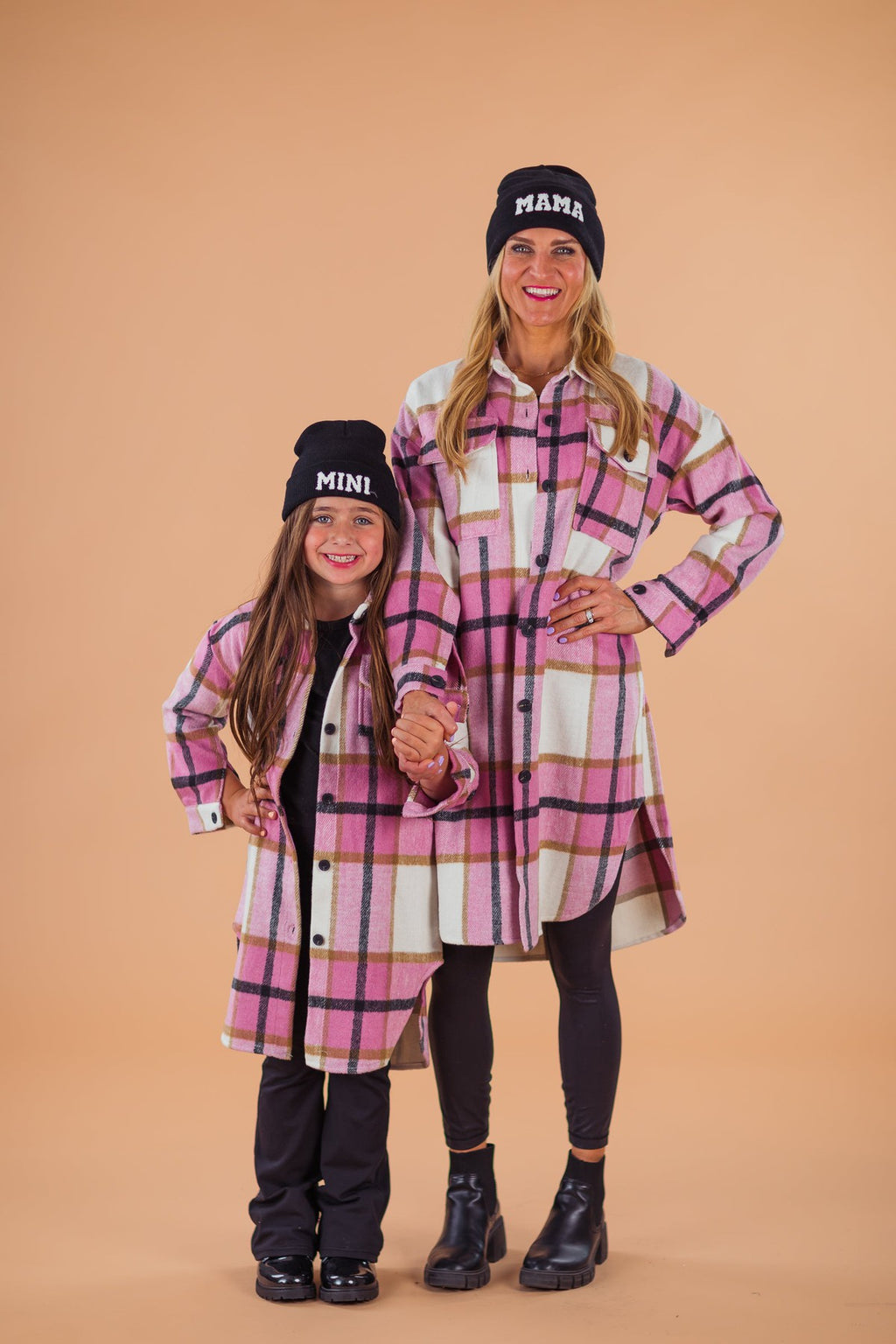 Mom & Me - Pink Plaid Long Flannel Shacket | Sparkle in Pink