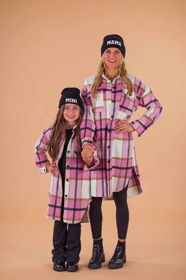 Mom & Me - Pink Plaid Long Flannel Shacket | Sparkle in Pink