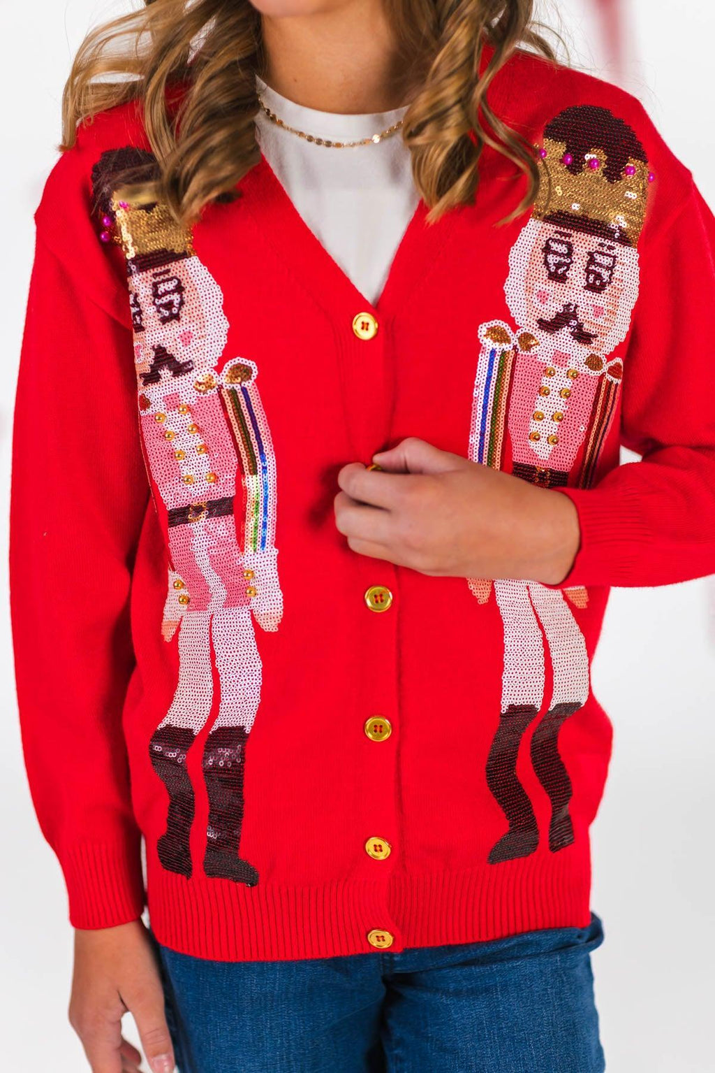 Red Sequin Nutcracker Sweater