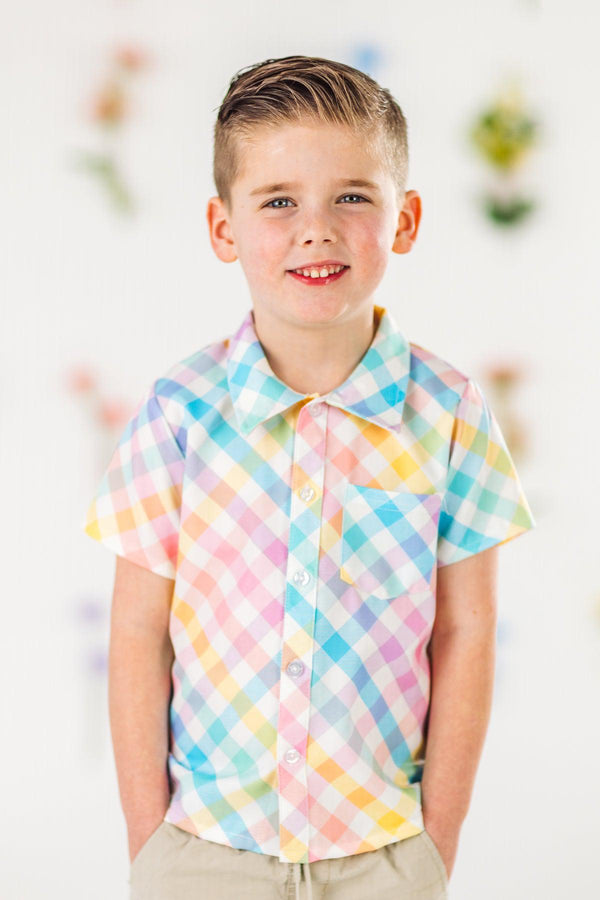 Pastel Plaid Button Down | Sparkle in Pink