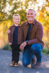 Family Navy Velvet Dress & Brown Gingham Button Down