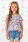 Floral Watercolor Denim Short Set | Sparkle in Pink