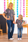 Mom & Me - Gray Corduroy Crayon Top | Sparkle in Pink