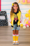 Yellow Pencil Sequin Jacket | Sparkle in Pink