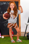 Bow Football Denim Short Set | Sparkle in Pink