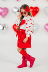 Hearts & Pearls Red Skirt Set or Onesie | Sparkle in Pink