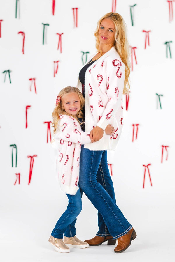 Mom & Me - Cozy Candy Cane Cardigan