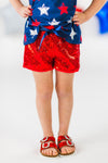Navy & Red Stars Sequin Short Set | Sparkle in Pink