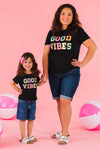 Mom & Me - "Good Vibes" Rainbow Chenille Patch Top | Sparkle in Pink