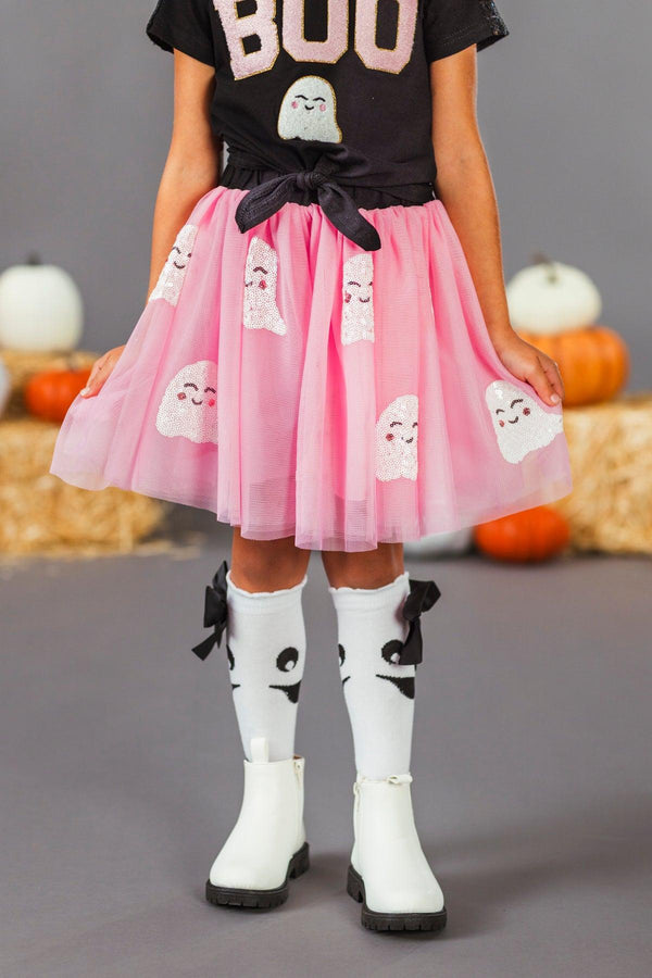 "Boo" Black & Pink Sequin Tutu Skirt Set