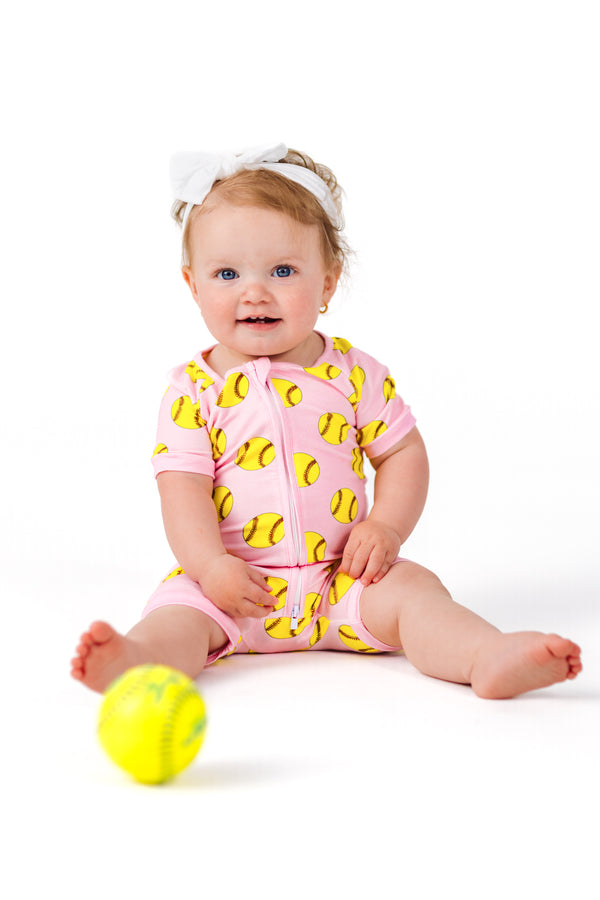 Pink Bamboo Softball Onesie | Sparkle in Pink
