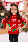 Mom & Me - Pink & Green Pearl Bow Sweater