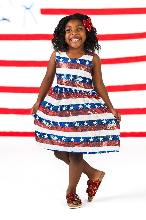 Sequin American Flag Dress | Sparkle in Pink