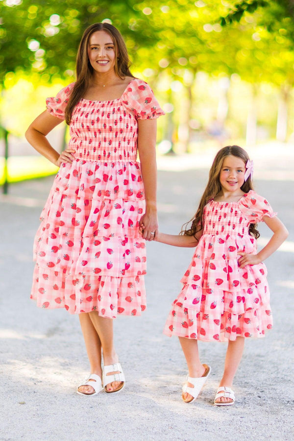 Mom & Me - Pink Gingham Strawberry Dress | Sparkle in Pink