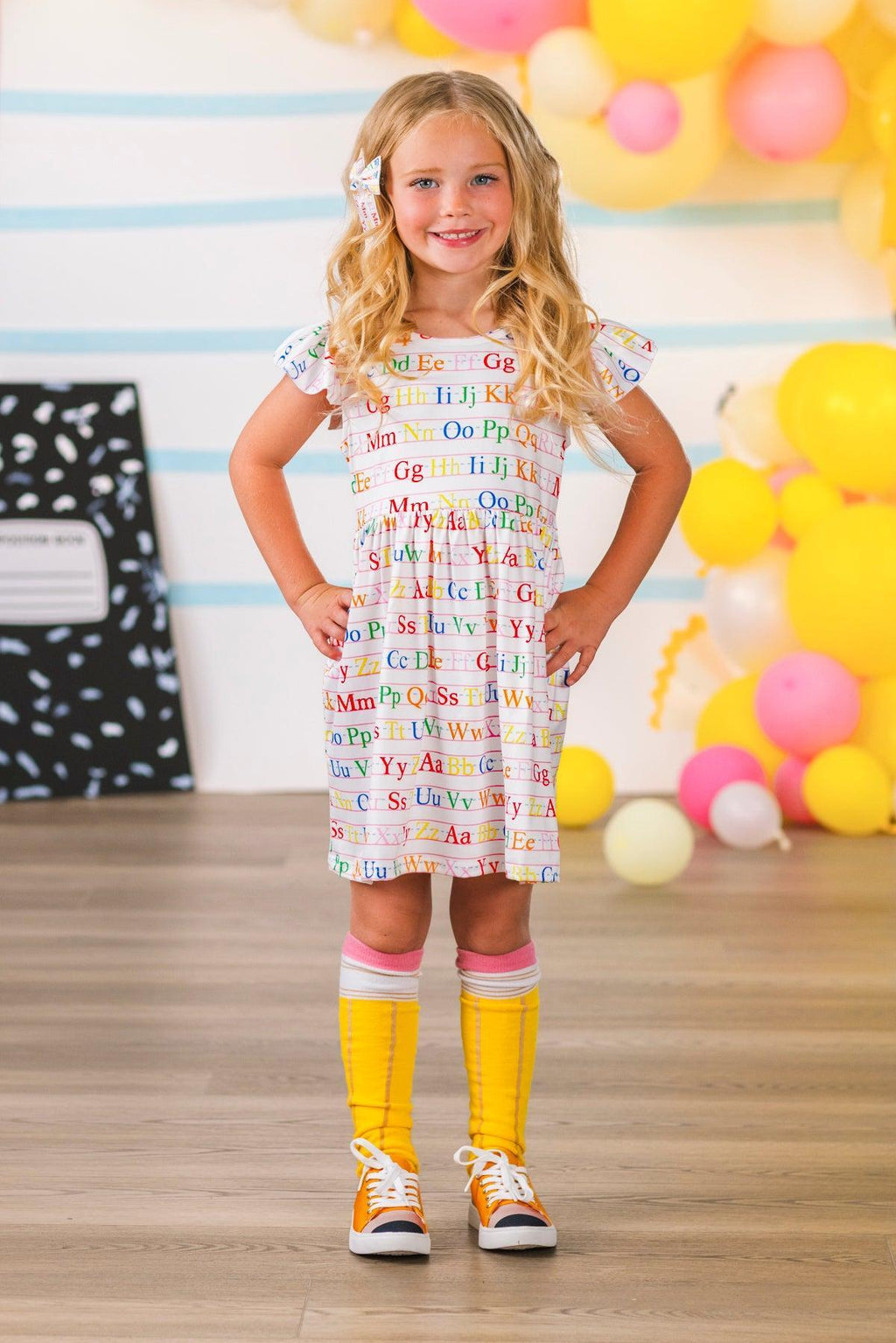 White Alphabet Dress | Sparkle in Pink