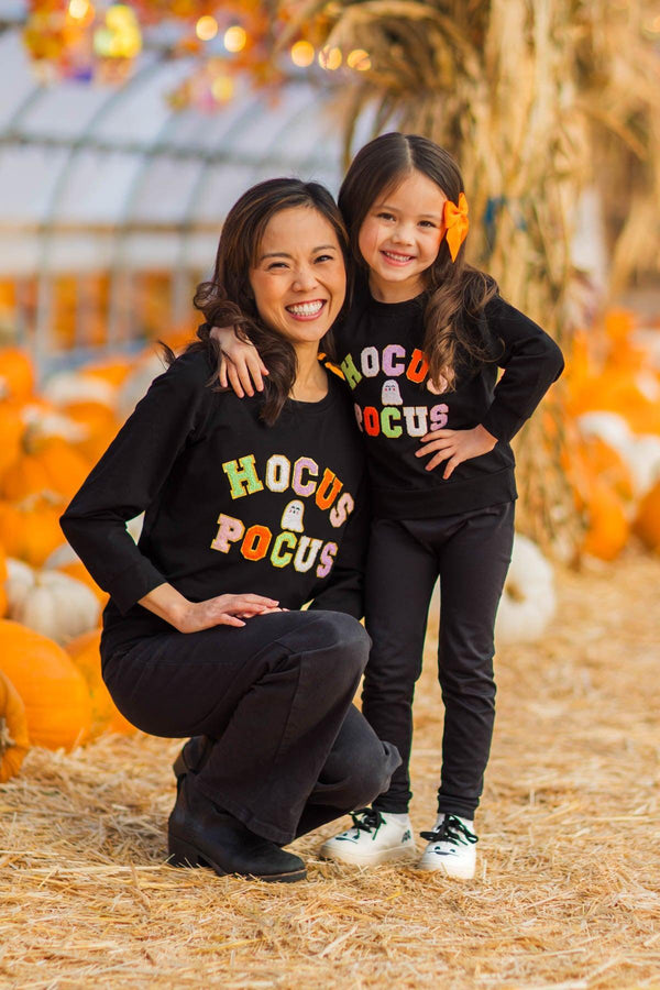 Mom & Me - "Hocus Pocus" Black Chenille Patch Top