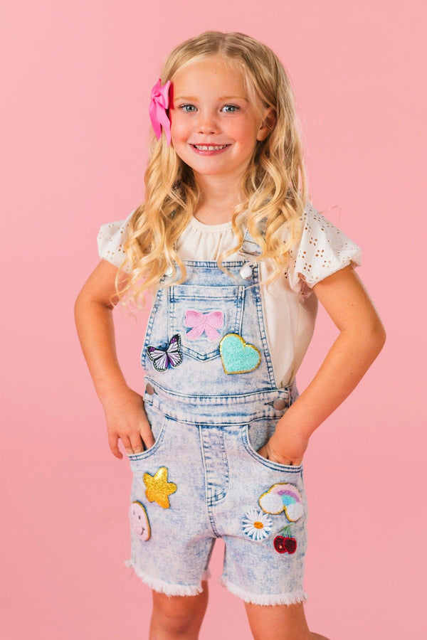 Summer Patches Denim Overalls | Sparkle in Pink