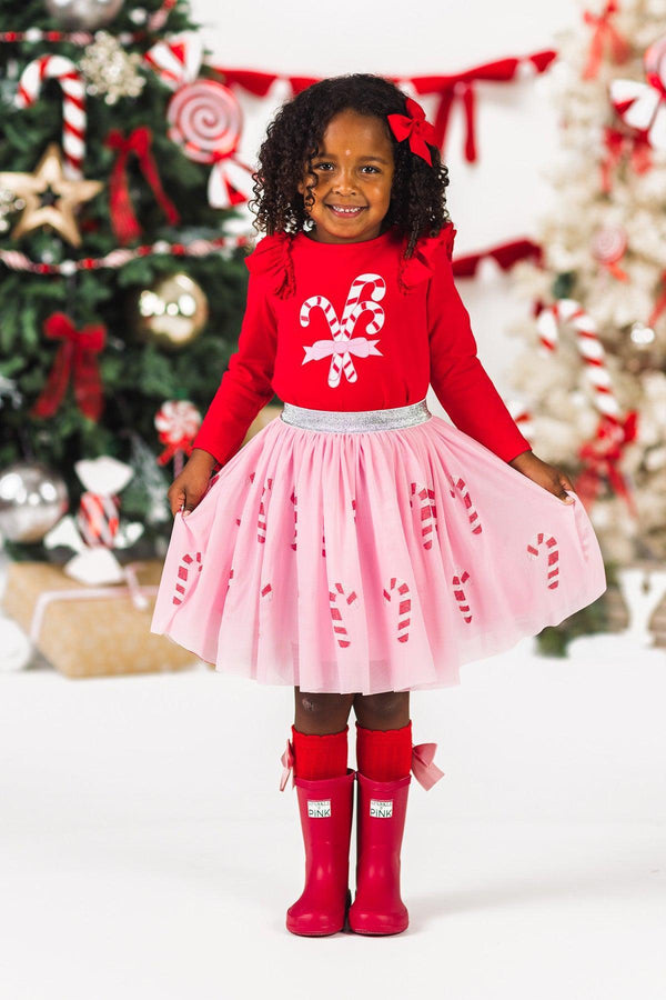 Red & Pink Candy Cane Tutu Skirt Set
