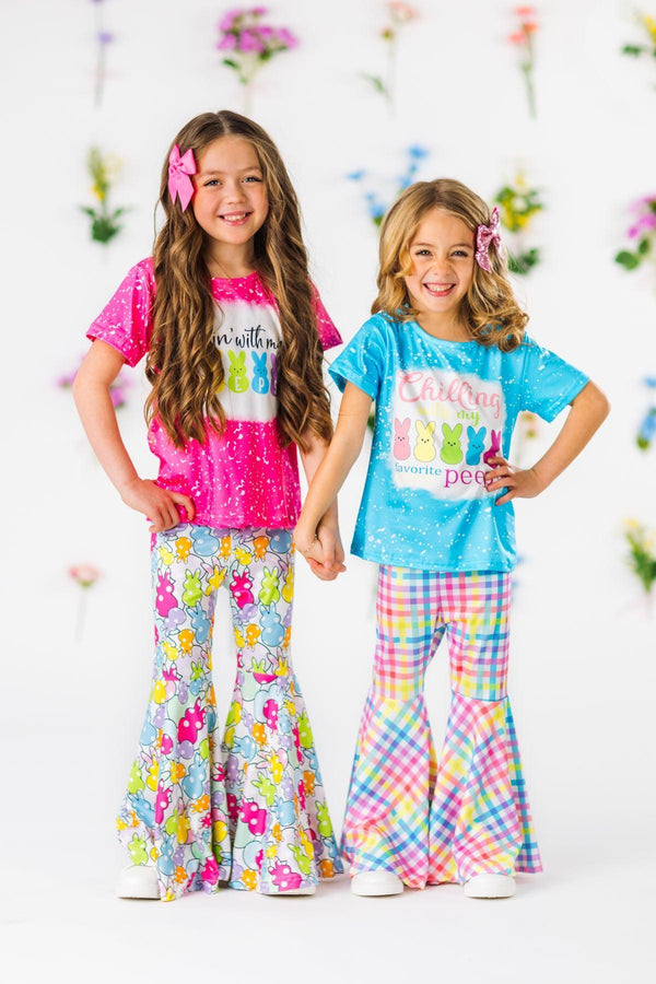 "Chillin' With My Peeps" Pink Bell Bottom Set | Sparkle in Pink