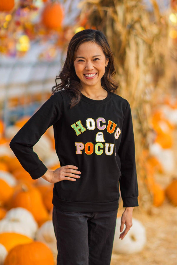 Mom & Me - "Hocus Pocus" Black Chenille Patch Top
