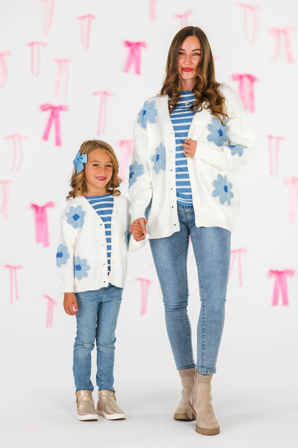 Mom & Me - Blue Flower Sweater Set