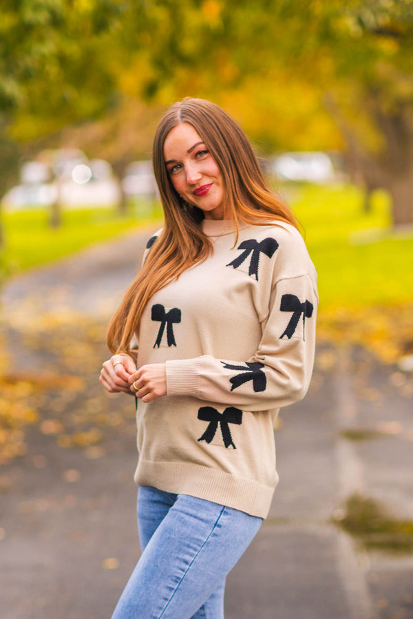 Mom & Me - Tan Bow Sweater & Pant Set