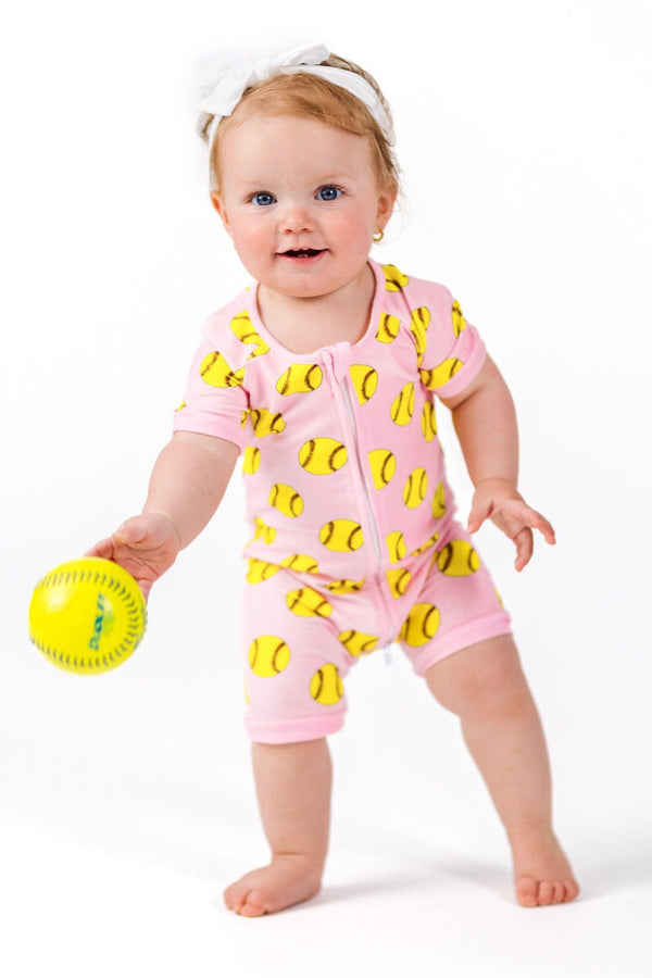 Pink Bamboo Softball Onesie | Sparkle in Pink