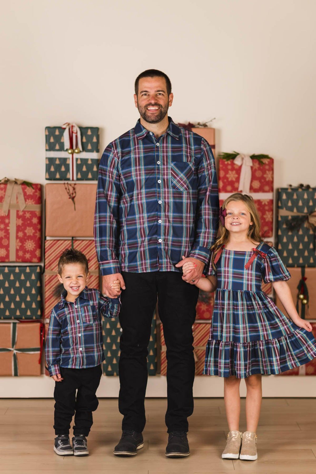 Family Green & Blue Plaid Dresses & Tops