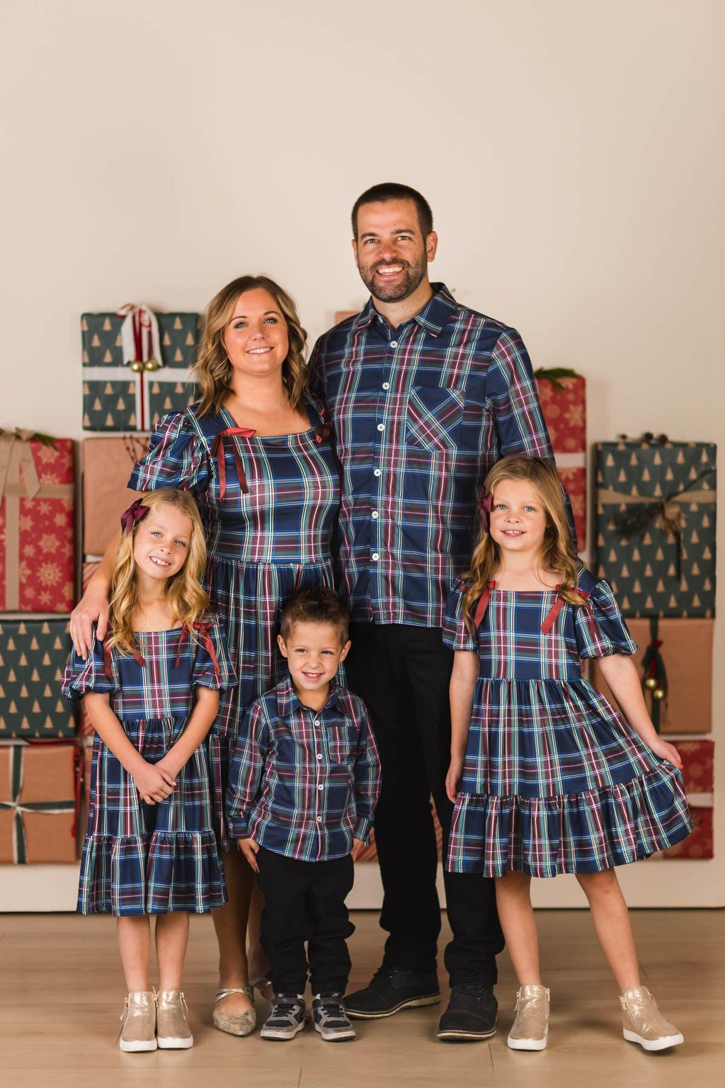 Family Green & Blue Plaid Dresses & Tops