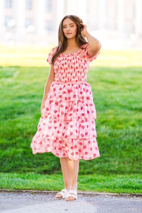 Mom & Me - Pink Gingham Strawberry Dress | Sparkle in Pink