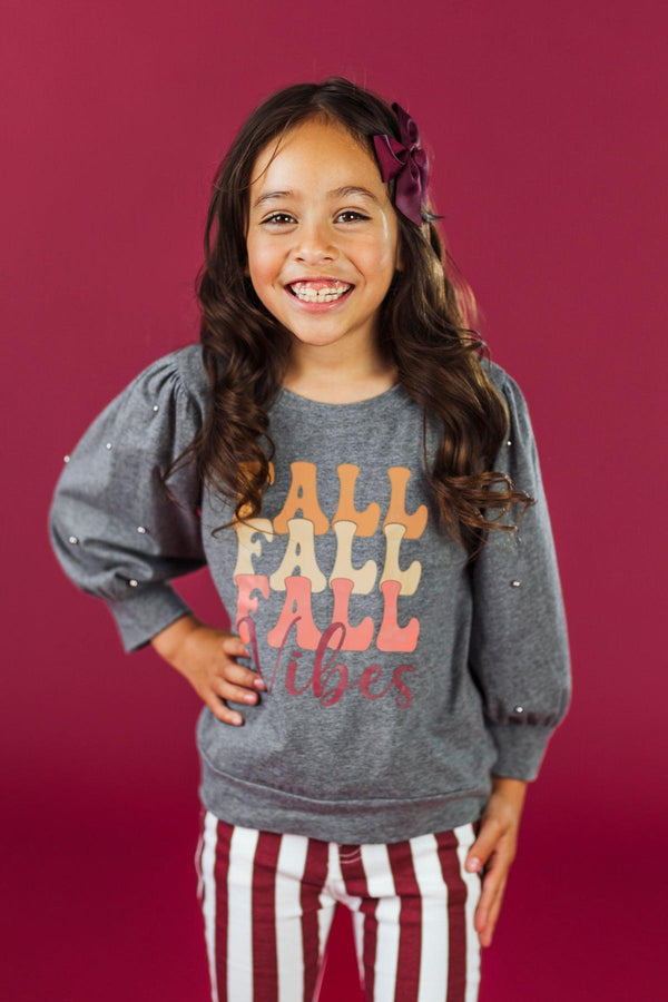 "Fall Vibes" Burgundy Striped Bell Bottom Set
