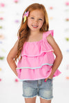 Pink Pom Pom Gemstone Denim Short Set | Sparkle in Pink