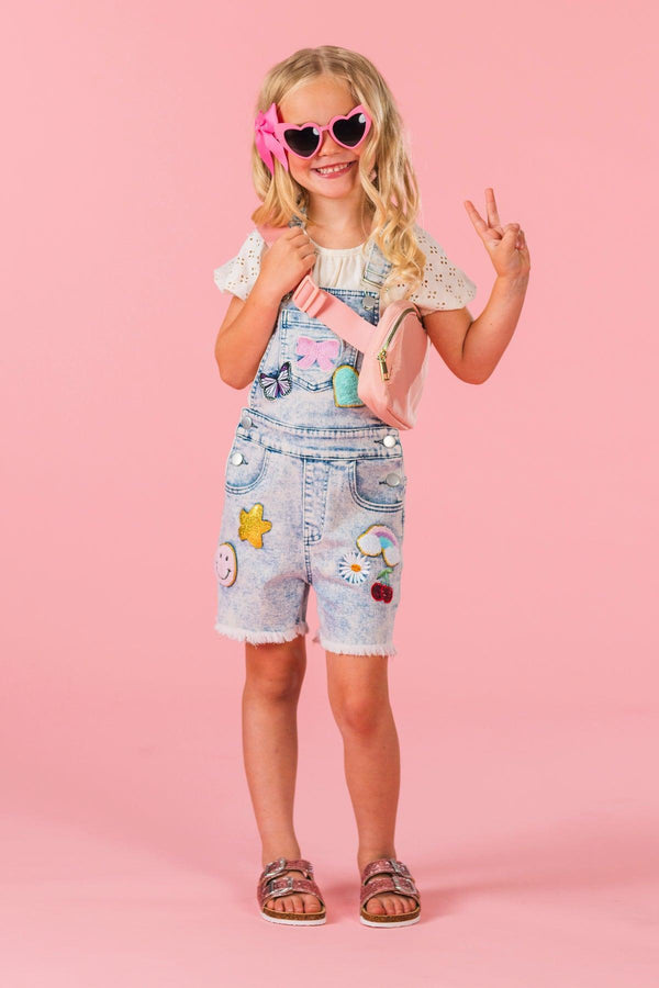 Summer Patches Denim Overalls | Sparkle in Pink
