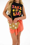 "Take It Easy" Coral Short Set - Sparkle in Pink