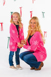 Mom & Me - Cozy Pink Snowflake Cardigan