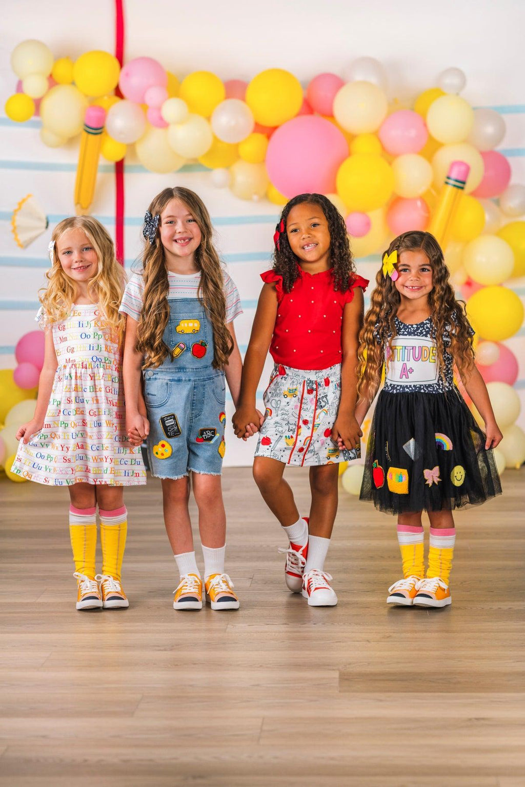 School Patch Denim Overall Set | Sparkle in Pink