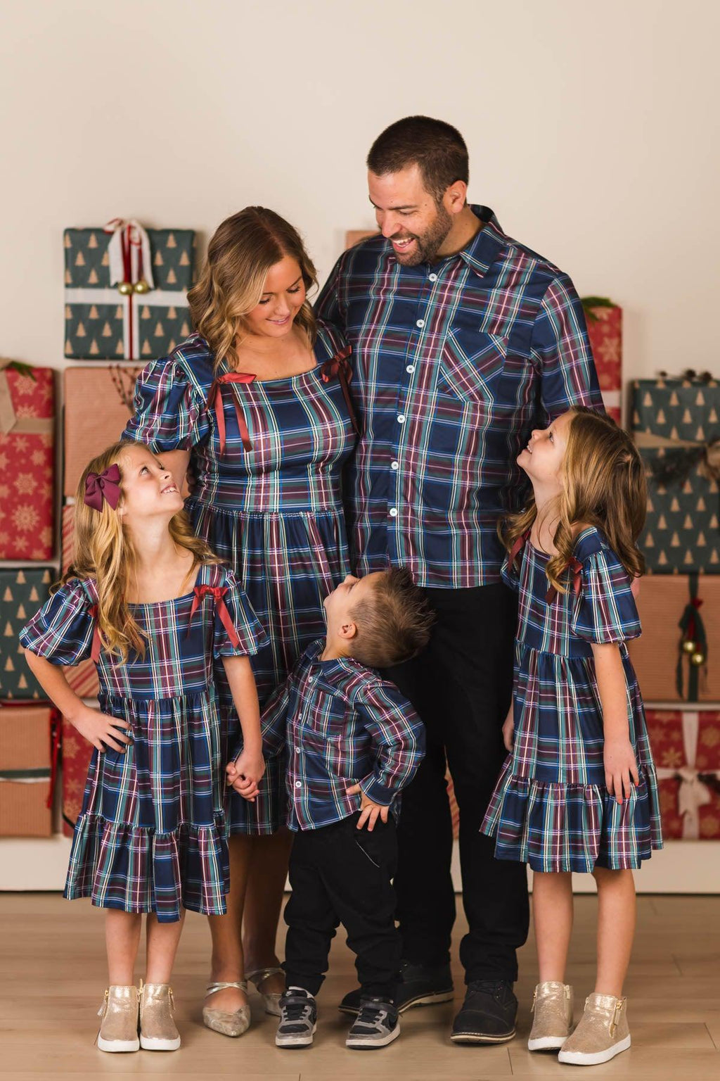 Family Green & Blue Plaid Dresses & Tops