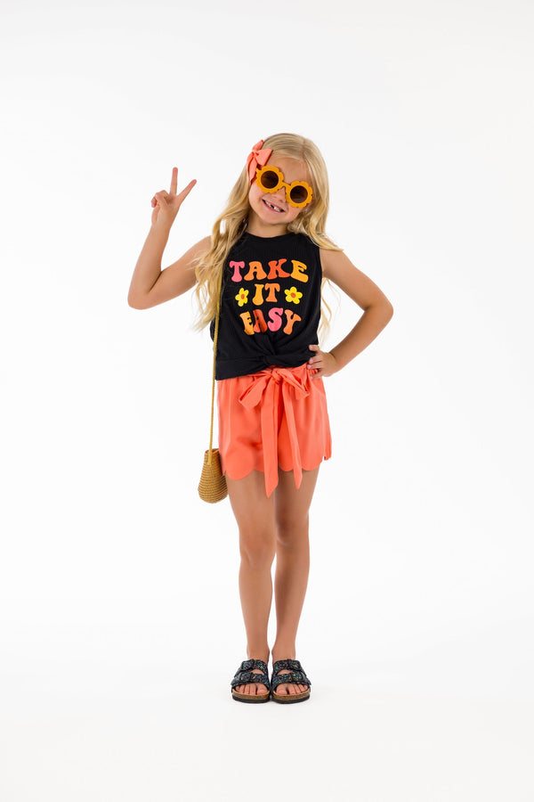 "Take It Easy" Coral Short Set - Sparkle in Pink
