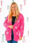 Mom & Me - Cozy Pink Snowflake Cardigan