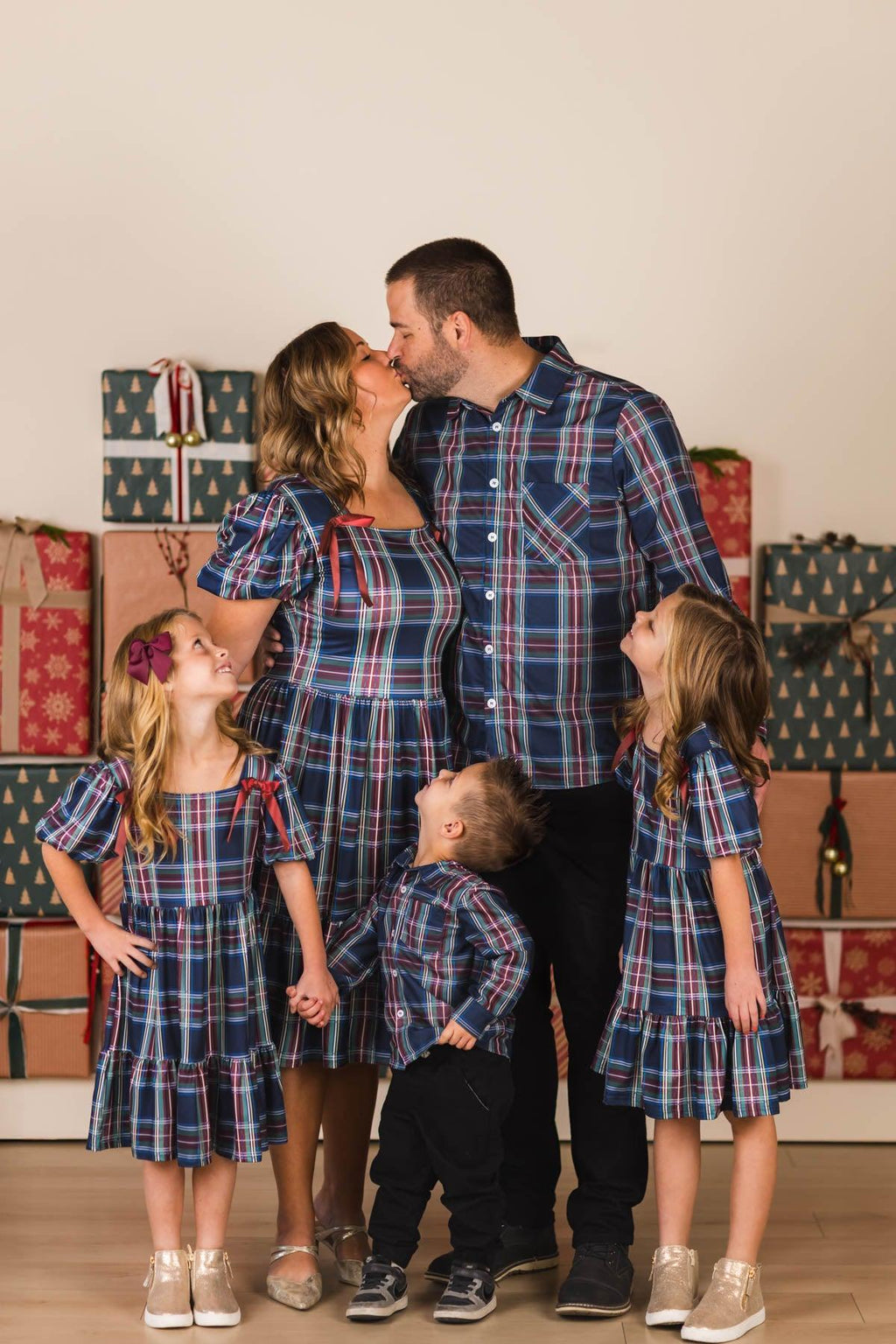 Family Green & Blue Plaid Dresses & Tops