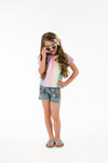 Pastel Rainbow Sequin Denim Short Set - Sparkle in Pink