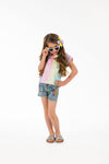 Pastel Rainbow Sequin Denim Short Set - Sparkle in Pink