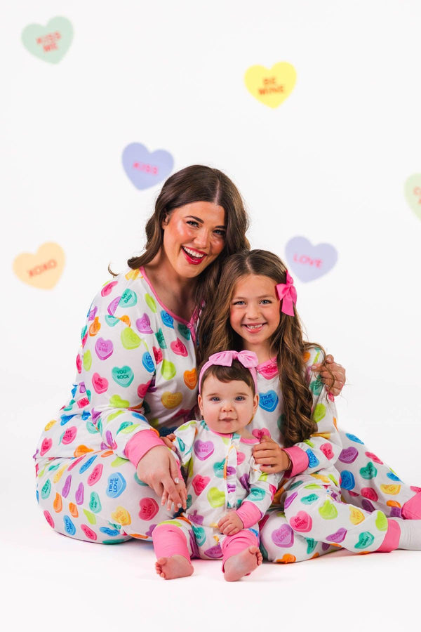 Mom & Me - White Candy Heart Pajamas